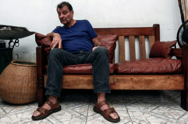 L'ex-militant d'extrême gauche Cesare Battisti lors d'un entretien à l'AFP, le 20 octobre 2017 à Cananeia (Etat de Sao Paulo)

