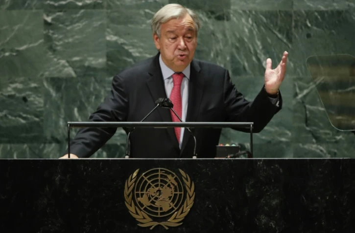 Le Secrétaire général des Nations Unies, Antonio Guterres, s'adresse à la 76e session de l'Assemblée générale des Nations Unies le 21 septembre 2021 à New York