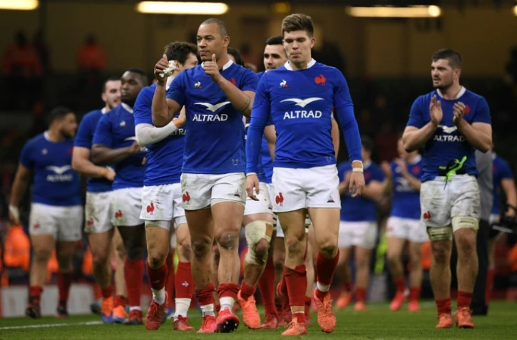 Le XV de France après son succès contre le Pays de Galles, dans le tournoi des Six nations, le 22 février 2020 à Cardiff