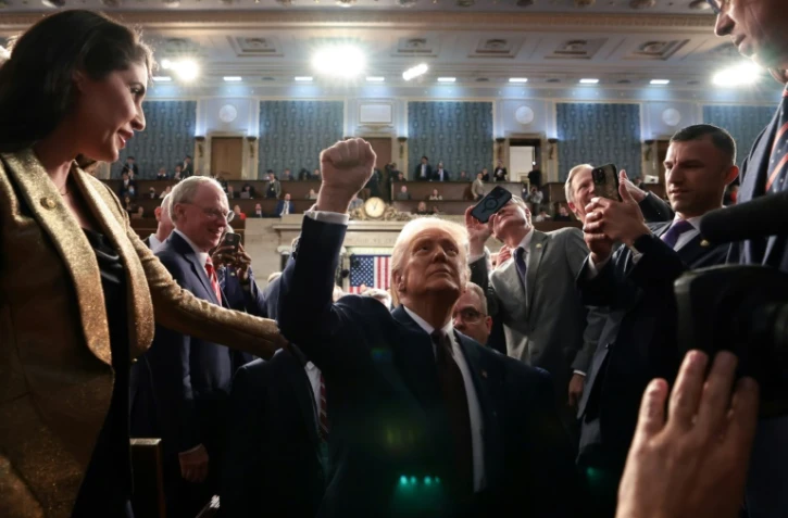 Le président américain Donald Trump à l'issue de son discours au Congrès, à Washington, le 4 mars 2025