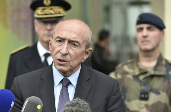 Le ministre de l'Intérieur Gérard Collomb s'adresse aux journalistes le 9 août 2017 à Saint-Mandé près de Paris