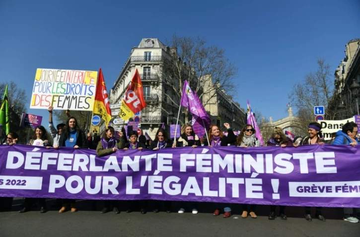 Manifestation à l'occasion de la journée internationale pour les droits des femmes, le 8 mars 2022 à Paris