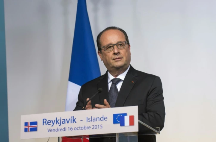 Le président français François Hollande à Reykjavik, le 16 octobre 2015