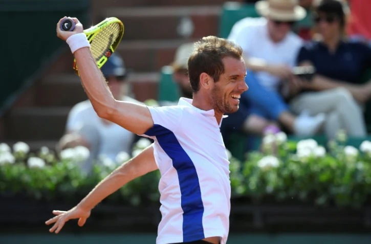 Richard Gasquet, vainqueur du Belge Arthur De Greef pour son entrée à Roland-Garros, le 29 mai 2017