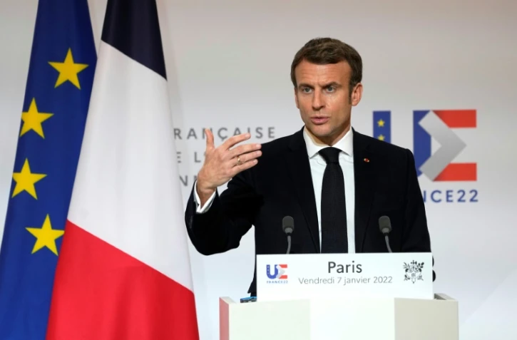 Emmanuel Macron lors d'une conférence de presse à l'Elysee, le 7 janvier 2022