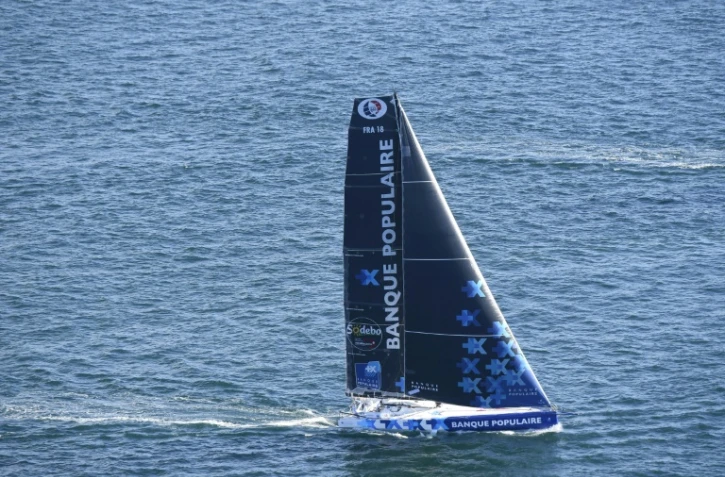 Armel Le Cléac'h (Banque Populaire VII), le 23 septembre 2016 lors de l'entraînement pour le Vendée Globge au large de Lorient