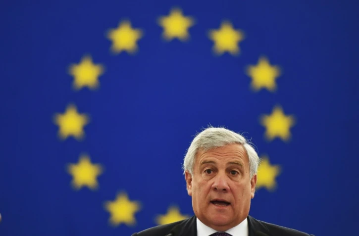 Le président du Parlement européen Antonio Tajani lors du discours sur l'état de l'Union le 12 septembre 2018 à Strasbourg.