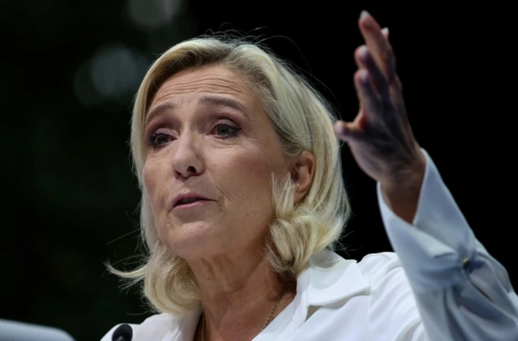 Marine Le Pen aux journées d'été du RN, le 16 septembre 2023 à Beaucaire, dans le Gard