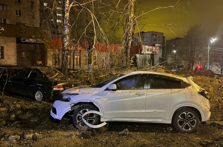 Photo postée le 20 avril 2023 sur le compte Telegram de Viatcheslav Gladkov, gouverneur de Belgorod, en Russie, montrant les dégâts provoqués par une explosion 