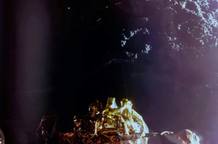 Image tirée d'une vidéo du 2 mars 2025 publiée par Firefly Aerospace montrant l'atterrisseur Blue Ghost de Firefly lors de son alunissage dans le cadre de la mission Ghost 1