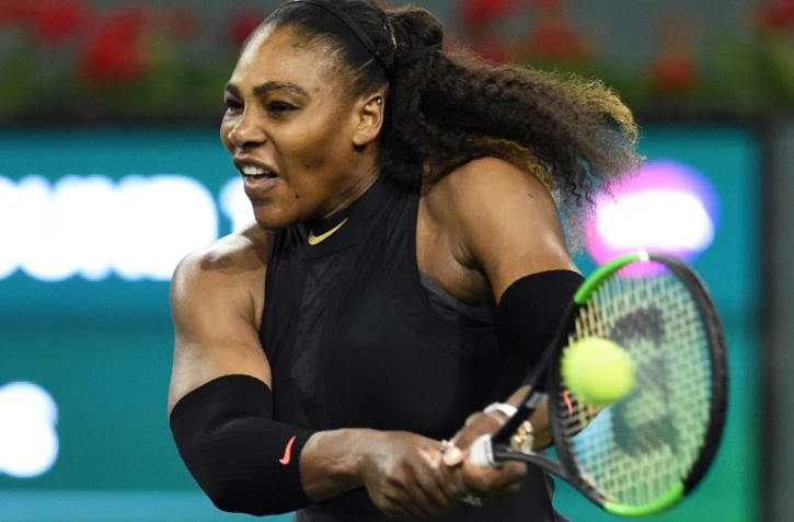 L'Américaine Serena Williams face à la Kazakhe Zarina Diyas au tournoi d'Indian Wells, le 8 mars 2018