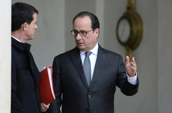 François Hollande (D) et Manuel Valls le 14 novembre 2015 à l'Elysée à Paris