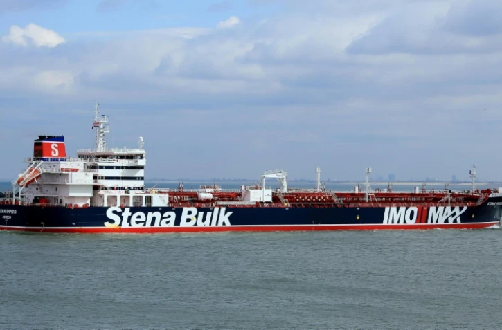 Photo diffusée le 20 juillet 2019 du pétrolier Stena Impero, battant pavillon britannique, au large de Rotterdam aux Pays-Bas le 3 avril 2018
