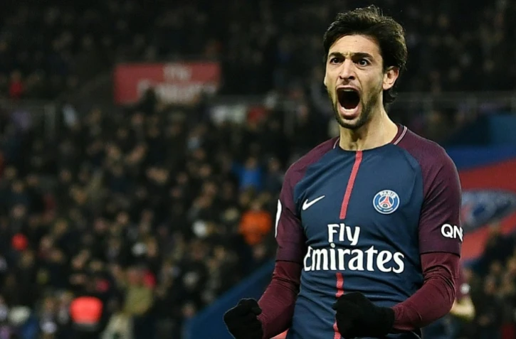 L'attaquant du PSG Javier Pastore exulte après son but face à Lille au Parc des Princes, le 9 décembre 2017