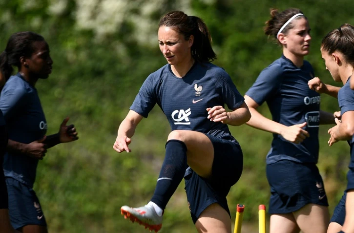 L'attaquante de la France Gaëtane Thiney en séance d'entraînement à Clairefontaine en Yvelines le 27 juin 2019