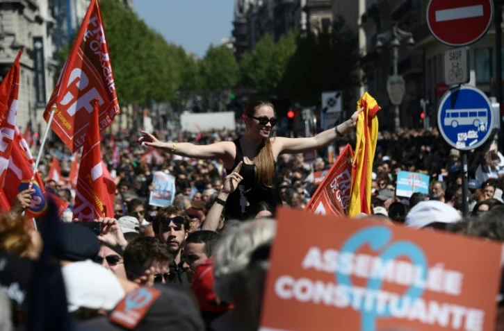 Des supporters de Jean-Luc Mélenchon lors d'un rassemblement à Marseille, le 9 avril 2017