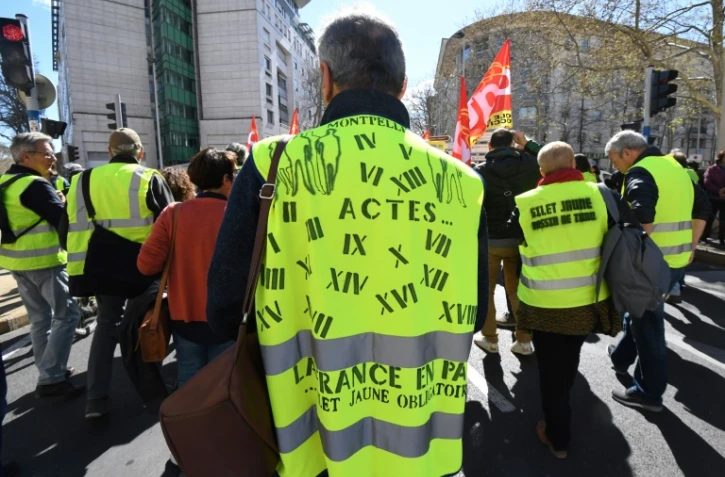 Un "gilet jaune" participe Ă une manifestation le 19 mars 2019 Ă Montpellier