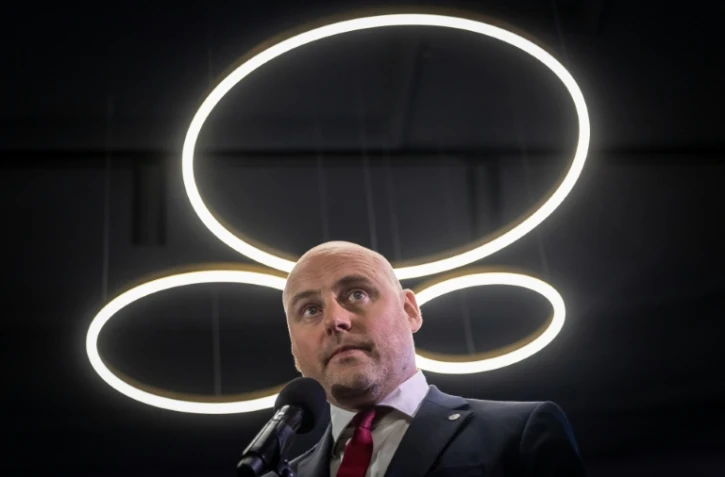 Le Premier ministre letton Andris Kulbergs pendant la soirée électorale à Riga, le 3 octobre 2026