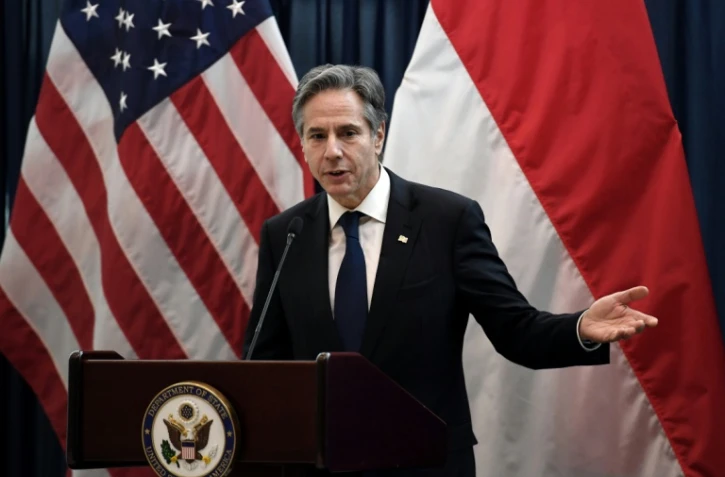 Le secrétaire d'Etat américain Antony Blinken lors d'un discours à Jakarta, le 14 décembre 2021