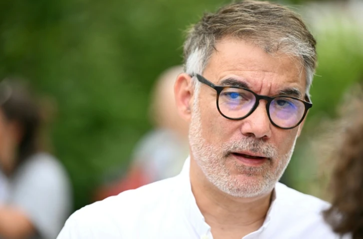 Le premier secrétaire du PS Olivier Faure aux universités d'été des Ecologistes, à Strasbourg, le 21 août 2025