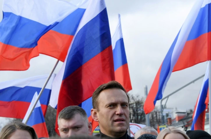 (Photo d'archives) Le leader de l'opposition russe Alexeï Navalny lors d'une marche en mémoire de l'opposant assassiné Boris Nemtsov, le 29 février 2020 à Moscou