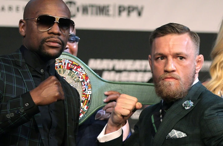 La légende des rings Floyd Mayweather et la star des arts martiaux mixtes Conor McGregor à Las Vegas, le 23 août 2017