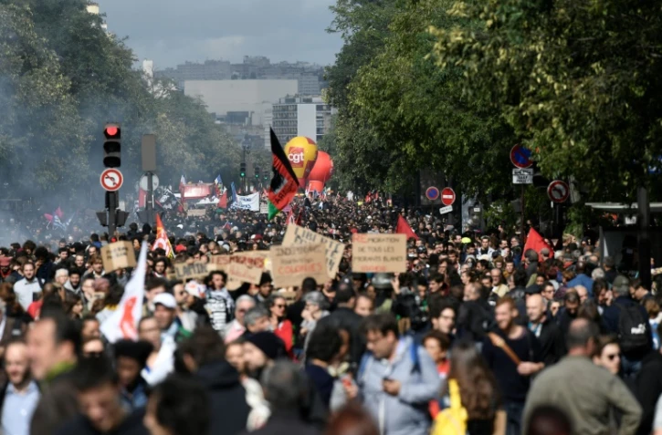 La manifestation parisienne contre la réforme du Code du travail à Paris, le 12 septembre 2017 