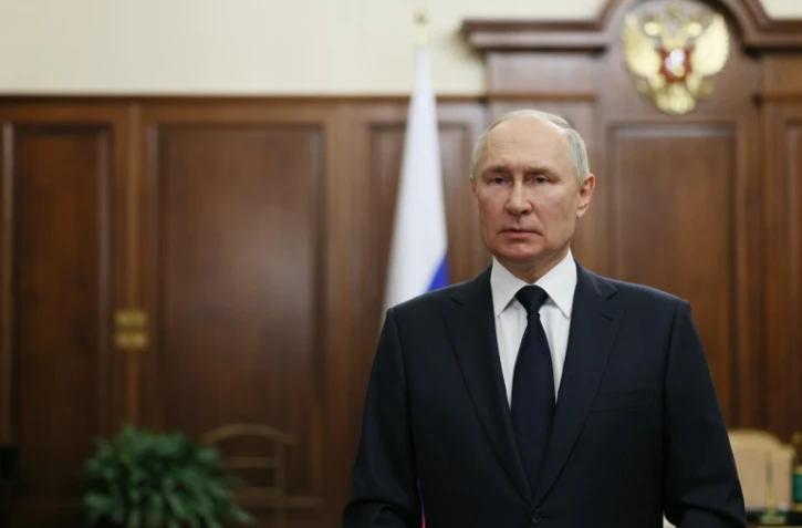 Le président russe Vladimir Poutine s'adresse à la nation, le 26 juin 2023 à Moscou