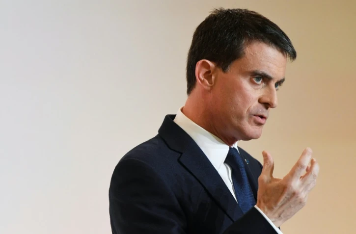 Manuel Valls lors de la présentation de son programme en vue de la primaire du PS, le 3 janvier 2017 à Paris 