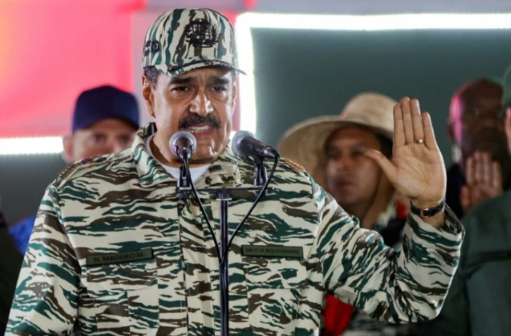 Le président vénézuélien Nicolas Maduro lors d'un discours devant les forces de l'ordre le 7 janvier 2025 à Caracas