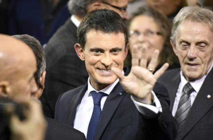 Manuel Valls lors de l'annonce de sa candidature à l'élection présidentielle le 5 décembre 2016 à Evry dans l'Essonne