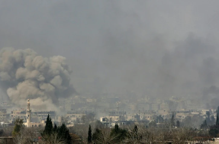 Bombardements du régime syrien sur la ville de Mesraba, le 7 mars 2018 dans la Ghouta orientale