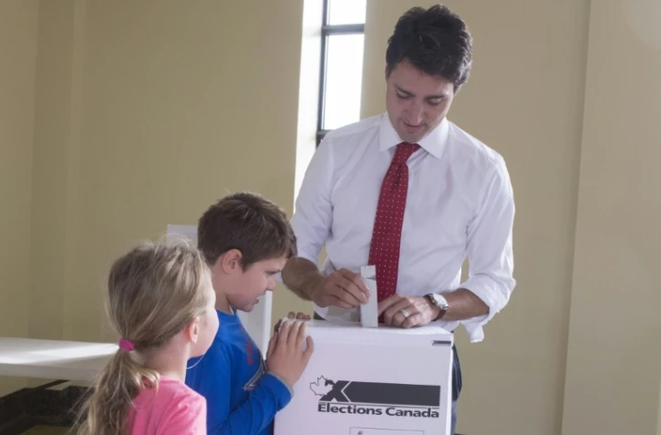 Vote de Justin Trudeau le 19 octobre 2015 à Montreal 