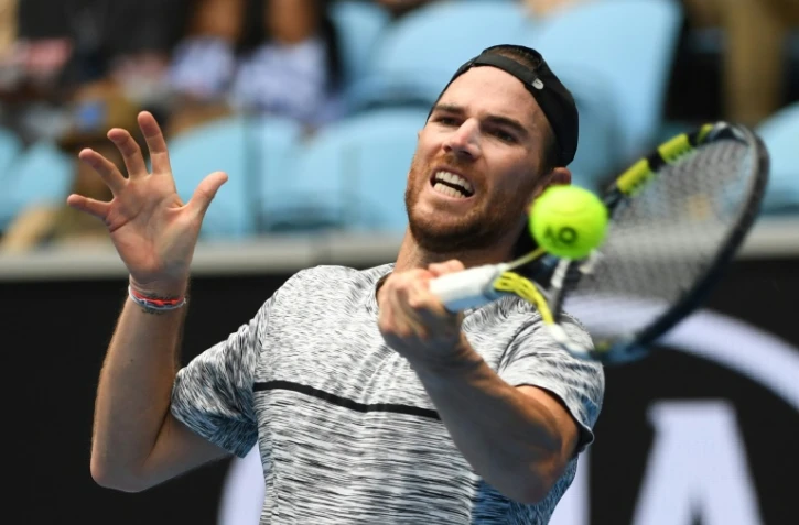 Le Français Adrian Mannarino Face à l'Autrichien Dominic Thiem au 3e tour de l'Open d'Australie, le 20 janvier 2018 à Melbourne
