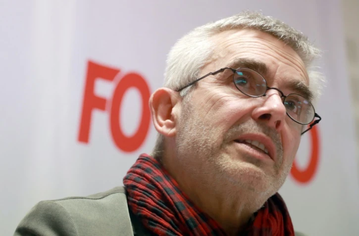 Yves Veyrier, nouveau numéro un de FO, donne une conférence de presse après son élection, le 22 novembre 2018 au siège de la confédération à Paris