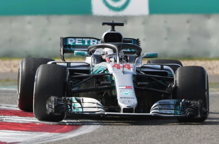 Le Britannique Lewis Hamilton (Mercedes) lors du GP de Chine, le 15 avril 2018 à Shanghai 