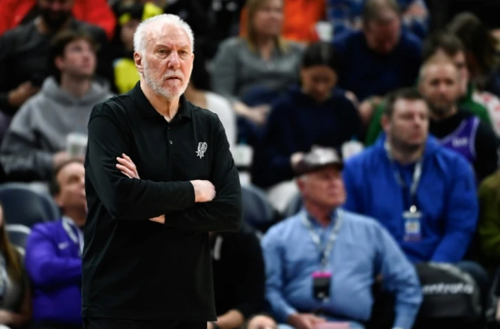 L'entraîneur Gregg Popovich des San Antonio Spurs lors d'un match de NBA contre le Utah Jazz, à Salt Lake City, le 25 février 2024