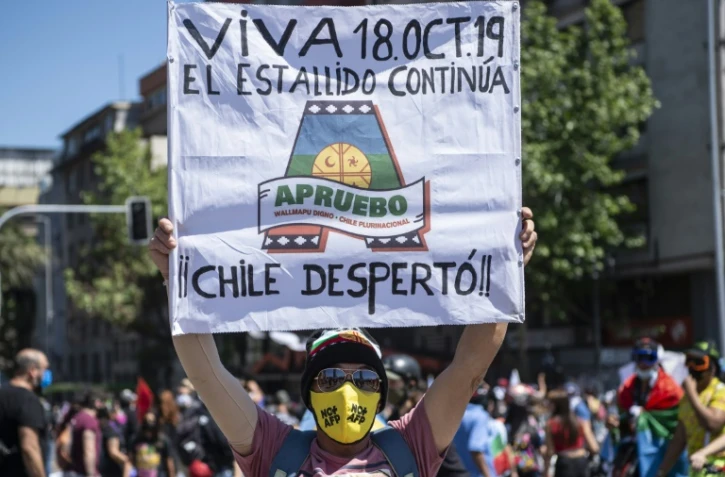 Manifestation pour le 1er anniversaire du début de la révolte sociale au Chili, le 18 octobre 2020 à Santiago