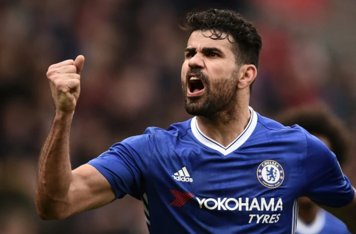 L'attaquant international de Chelsea, Diego Costa, buteur face à Stocke City en Ligue des champions, le 18 mars 2017 