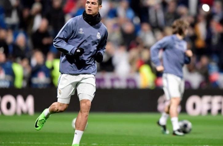 Les joueurs du Real Madrid, dont Cristiano Ronaldo avant la réception de Naples en Ligue des champions, le 15 février 2017 à Santiago Bernabeu