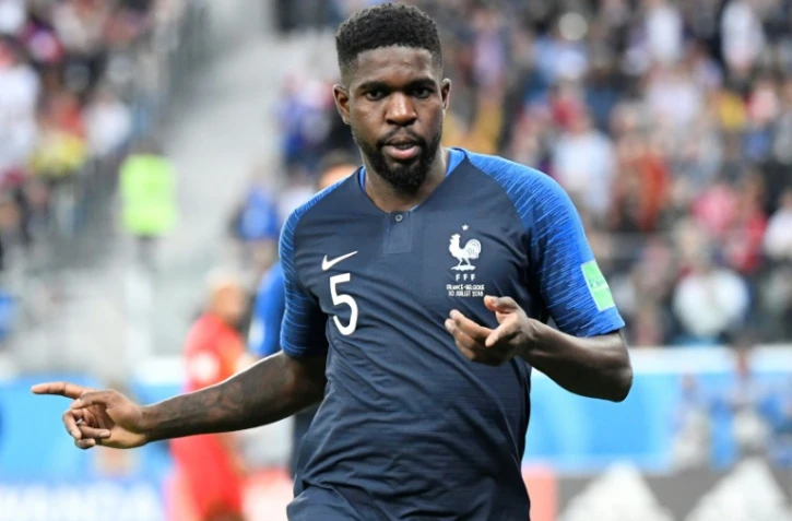 Le défenseur des Bleus inscrit le but de la victoire face à la Belgique en demi-finales du Mondial, le 10 juillet 2018 à Saint Pétersbourg