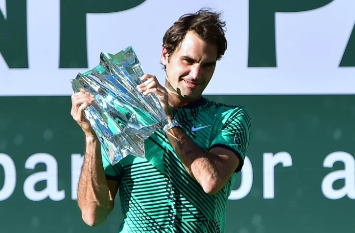 Roger Federer, vainqueur du Masters 1000 d'Indian Wells, en Californie, le 19 mars 2017