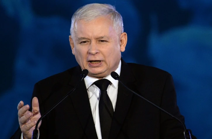 Jaroslaw Kaczynski à la tête du parti conservateur Droit et Justice, le 22 octobre 2015 à Varsovie