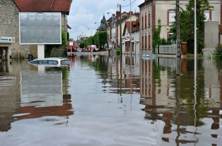 Une rue inondée de Montargis le 1er juin 2016