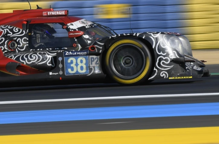 L'Oreca-Gibson N.38, pilotée par le Français Thomas Laurent, au 24 heures du Mans, le 18 juin 2017 
