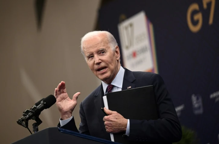 Joe Biden lors d'une conférence de presse après le G7 à Hiroshima le 21 mai 2023.