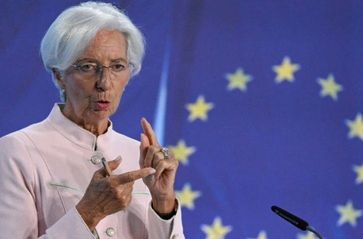La présidente de la BCE Christine Lagarde jeudi 14 septembre à Francfort lors d'une conférence de presse, après le noueau relèvement des taux d'intérêt de l'institution monétaire 