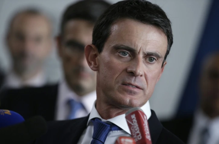 Manuel Valls au siège d'Air France le 6 octobre 2015 à Roissy-en-France