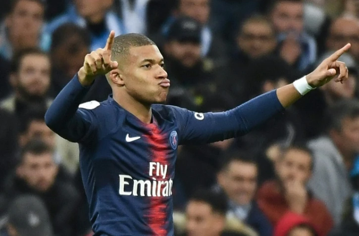 L'attaquant du PSG Kylian Mbappé, buteur dès son entrée en jeu face à l'OM, le 28 octobre 2018 au Vélodrome