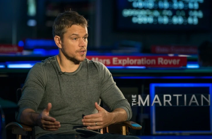 Matt Damon, qui incarne un astronaute dans "Seul sur Mars", le 18 août 2015 à Pasadena, en Californie